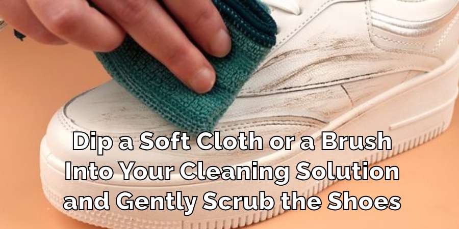 Dip a Soft Cloth or a Brush
Into Your Cleaning Solution
and Gently Scrub the Shoes